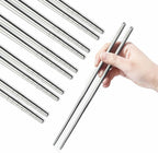 IQCWOOD 304 Stainless Steel Chopsticks 5 Pairs, Lightweight Non-Slip Metal Chopsticks Reusable, Stylish Korean Japanese Style, Dishwasher Safe 9.25" Restaurant Quality Gift Set for Family (Silver)