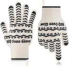 BBQ Gloves 932℉ Heat Resistant Oven Gloves, Cooking Gloves for BBQ, Grilling, Baking,Cutting, Smoker Fireplace-1 Pair (Black)