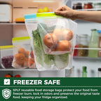 SPLF 12 Pack Reusable Gallon Freezer Bags Dishwasher Microwave Safe | 1 Gallon BPA Free Leakproof Food Storage Bags, Silicone Free Containers for Meal Prep, Fridge Kitchen Organization