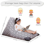 Jorbest Stuffed Animal Storage Bean Bag Chair for Kids and Adults, Stuffed Animal Bean Bag, Premium Canvas Stuffie Seat - COVER ONLY (Grey with White Arrows 200L/52 Gal)