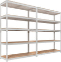 HOMEDANT White 5 Tier Laminated Boltless Heavy Duty Garage Storage Adjustable Wide Size Metal Shelving Unit Utility Rack Shelves Organization Shelf Shed Warehouse 47.7" W x 18.2" D x 71.3" H 2Pack