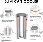 TILUCK Skinny Can Cooler, Stainless Steel Insulated Slim Cans, 12 oz | Beer & Hard Seltzer, Doucle-Walled Stainless Steel Insulated Slim Cans, Slim 12 oz(Glitter Black)