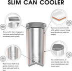 TILUCK Skinny Can Cooler, Stainless Steel Insulated Slim Cans, 12 oz | Beer & Hard Seltzer, Doucle-Walled Stainless Steel Insulated Slim Cans, Slim 12 oz(Marble)