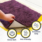 Muddy Mat® Original Dog Door Mat for Muddy Paws, Super Absorbent Microfiber, Non-Slip Washable Pet Rug, Quick Dry Chenille Entryway Carpet, Machine Washable Indoor Outdoor mat, Dark Purple 48"x72"