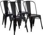 Amazon Basics Metal Dining Chairs, Matte Black, 1 Count (Pack of 4)
