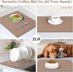ZLR XXL Coffee Bar Mat for Barista Workstation, 20"x24", Brown | Pro Home Cafe Station, Absorbent Dish Drying Mat, Stain-Hiding Top, Fits Multi-Appliance, Cup Display & Knock Box