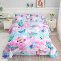Datura home Kids Comforter Set Mermaid Scale Butterfly Printed Pattern Bedding Set with 1 Comforter and 2 Pillowcases for Girls Boys Bedroom All Season(Mermaid Twin)
