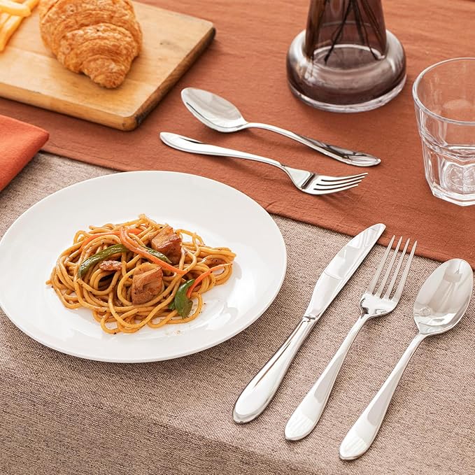 KINGSTONE 40-Piece Silverware Set for 8,18/10 Premium Stainless Steel Flatware Set, for Home, Restaurant, Wedding and Party Use, Mirror-Polished Cutlery Set, Dishwasher Safe.