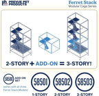 Prevue Pet Products Ferret Stack Two Story Ferret Home - Portable Stand, Escape Proof Lock, Includes Hammock & Ramps, Expandable Two Story Cage Stacking System with Wheels - Black