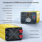 XWJNE 4000W Pure Sine Wave Power Inverter 48V DC to 120V AC Converter with LED Display and Remote Controller for Home, RV, Truck, Off-Grid Solar Power