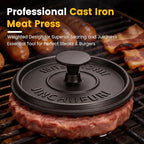 Cast Iron Skillet Set 10 Inch Pre-Seasoned Frying Pan with Burger Press | 8 Inch Grooved Smash Burger Press for Bacon, Heavy Duty Grill Pan for Gas Stove, Oven, BBQ and Campfire
