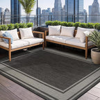 Beverly Rug Outdoor Rug 8x10 Modern Bordered Area Rugs for Indoor and Outdoor Patio Deck Porch Garden Waterproof Weather Sun Resistant Washable Outside Carpet (8 x 10 Dark Gray)