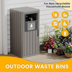Outdoor Trash Can, Waterproof Resin Garbage Can Indoor and Outdoor Use, Durable & Weather-Resistant Commercial Garbage Can, Outside Trash Bin for Patio, Kitchen