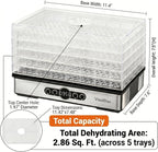 Small Food Dehydrator Dryer - Dehydrator for Healthy Food | Meat, Jerky, Fruit, Vegetable, Mushroom and Herb, 400W, 158°F, Mini Dryer with 5 BPA-Free Drying Racks, White, Model 904