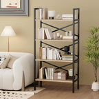 4 Tier Book shelf 23.6" W, Small Bookcase with Open Shelves, BookShelf with Storage, Standing Book Shelves Organizers and Storage for Living Room, Kitchen, Home, Office (Light Coffee)