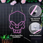 Skull Neon Sign Pink,Halloween Neon Light for Wall Decor, Skeleton LED Neon Sign for Beer Bar Bedroom Art,Skull Head Neon Lights Suitable for Computer Room,5V USB Power 15.75 * 11.8in(Non-Dimmable)