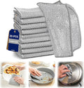 Non-Scratch Wire Dish Cloth, 20PCS Double Layer Multipurpose Wire Dishwashing Rags for Wet and Dry, Dish Cloths for Washing Dishes, Stovetops, Kitchen Countertops with Ease