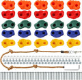 ZENFUN 25 Packs Rock Climbing Holds, Indoor & Outdoor Rock Wall Climbing Kit, Multi-Colored Climbing Rock Wall Grips with Mounting Hardware, Knotted Rope（Added 4 Sets of Spare Screws）