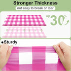 4 Packs Buffalo Disposable Table Cloth, 54 x 108 Inch Waterproof Plastic Tablecloth, Rectangle Hot Pink and White Checkered Table Covers for Picnic, Birthday, Party, Back to School
