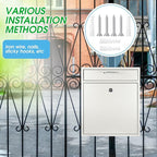 Yaocom Locking Mailbox with Key for Outdoor 12 x 10.5 x 4.7 Inches Large Wall Mount Mail Box with Lock Security Mail Drop Metal Collection Boxes Hanging Secure Postbox(Creamy White)