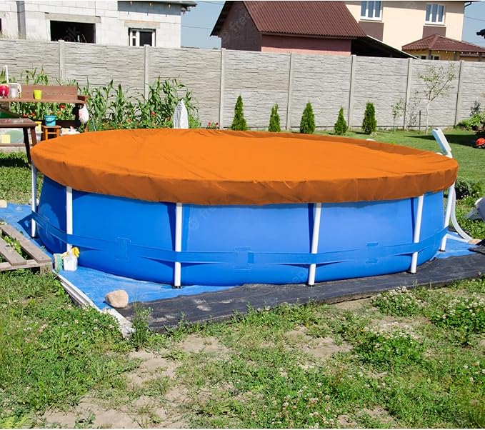 ECOOPTS 6 ft Round Pool Cover for Above Ground Pools, Swimming Pool Cover Protector Winter Safety Cover (Orange)
