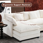 Ihanherry 111.4" L Shaped Modern Sofa Modular Sectional Cloud Couch with Ottoman, 4-Seat Chenille Deep Seat Sofa with Pillow for Living Room, Bedroom and Apartment, Beige