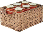 mDesign Woven Farmhouse Kitchen Pantry Food Storage Organizer Basket Bin Box - Container Organization for Cabinets, Cupboards, Shelves, Countertops - Store Potatoes, Onions, Fruit, 3 Pack, Brown Ombre