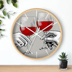 Mozingo ~ Wine Clock for Kitchen Bar Wall It's Wine O'clock Silent Time Gift Home Decor Made In USA, 10" (Hour Marks - Lines, Clock Frame Color - Natural Wood, Wine Theme #04)
