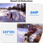 ONWOTE 6MP Super HD PoE IP Security Camera with Audio, AI Human Vehicle Detection, 3072x2048 6 Megapixels, 122° FoV, Indoor/Outdoor Commercial Wired Camera for Business, Add-on to PoE NVR System