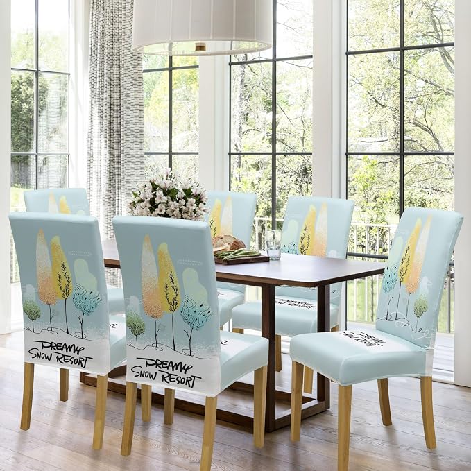 Dining Chair Covers, Stretch Seat Covers, Washable Furniture Protector | 4 Pack, Washable, Stretch Fit, Soft, Non Slip, Dining Chair Covers, Seat Protector, Furniture Cover,Easy Clean
