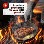 Oven Gloves with Fingers - 932°F Extreme Heat Proof and Cut Resistant Mitts for Kitchen, BBQ, Grill, Baking, Fire Pit - EN407 Certified with Non-Slip Silicone Grip and Cotton Lined for Comfort