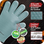 KITCHEN PERFECTION Silicone Smoker BBQ Gloves - Heat Resistant Oven Mitts | Waterproof, 5-Finger Design For A Better Grip, for Pitmasters, Meat Smoking, Grilling, Cooking, Frying Turkey | Grill Gift