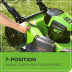 Greenworks 80V 21” Brushless (Self-Propelled) Cordless Electric Lawn Mower + (580 CFM) Axial Leaf Blower (75+ Compatible Tools), 4.0Ah Battery and 60 Minute Rapid Charger, Green and Black