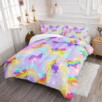 Datura home Unicorn Rainbow Comforter Bedding Set for Girls Kids Children Teens,Sky Glitter Star Colorful Bedding Set with 1 Comforter and 2 Pillowcases(Unicorn3 Full)