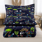 NINENINE Dinosaur Comforter Sets for Boys,Kids Dinosaur Bedding Set,Twin Size Bedding Sets for Boys Kids,Dark Blue Comforter Set with 1 Comforter 1 Pillowcase…