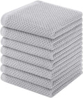 Homaxy 100% Cotton Waffle Weave Kitchen Dish Cloths, 7-Pack, Light Gray | 12 x 12 Inches, Ultra Soft Absorbent Dish Towels, Quick Drying Dish Rags with Hanging Loop