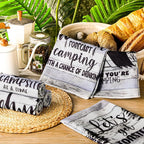 Boyiee Set of 6 Camping Kitchen Towels Happy Camper Tea Towels | Absorbent Farmhouse Dish Towels with Funny Sayings 24 x 16 Inches Camping Hand Towels for Rv Campers Lovers Gifts Accessories