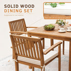 Greesum 5 Piece Patio Dining Set Outdoor Solid Wood Furniture for Yard, Garden, Porch w/Square Tabletop & 4 Chairs, White
