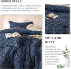 Bedsure Full Size Comforter Set - Navy Blue Comforter, Boho Tufted Shabby Chic Bedding Comforter Set, 3 Pieces Vintage Farmhouse Bed Set for All Seasons, Fluffy Bedding Set with 2 Pillow Shams