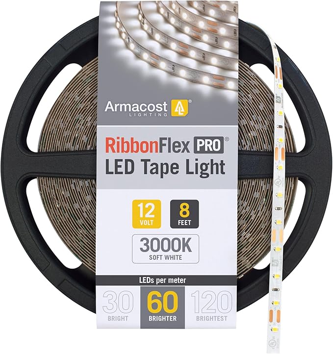 Armacost Lighting Soft Bright White, 60 LEDs/M, 8.2' (2.5M) RibbonFlex Pro LED Tape Light.. 142210