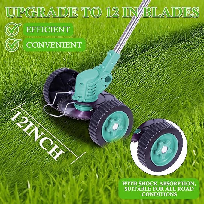 Weed Wacker Cordless Adjustable Weed Eaters 3 in 1 Electric String Trimmer Lawn with Two Battery with Charger Comes with Multiple Blades for Yard,Green,Garden(Sky Blue)