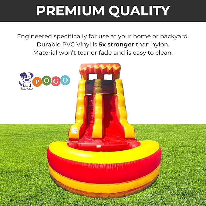 Inflatable Water Slide with Pool for Kids & Toddlers - 25.5' x 9' x 15' Bounce House Double Slide with Pool for Outdoor Play & Backyard - Outside Waterslide Includes Blower Stakes & Storage Bag