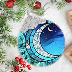 Art Blue Moonlight Stained Glass Orament - Christmas Ornament - Christmas Decorations for Tree - Holiday Present ldeas - Gift Exchange