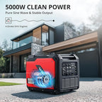 5000W Super Quiet Inverter Generator – CO Sensor, RV Ready 30A Outlet, Wheels & Handle Kit, Parallel Capable for Home Backup, Camping, and Emergencies, EPA Approved