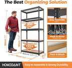 HOMEDANT 5 Tier Storage Shelves Adjustable Laminated Boltless Garage Metal Shelving Unit Heavy Duty Utility Rack Shelf Warehouse Pantry Closet Kitchen 35.9" W x 16.2" D x 71.3" H 3Pack