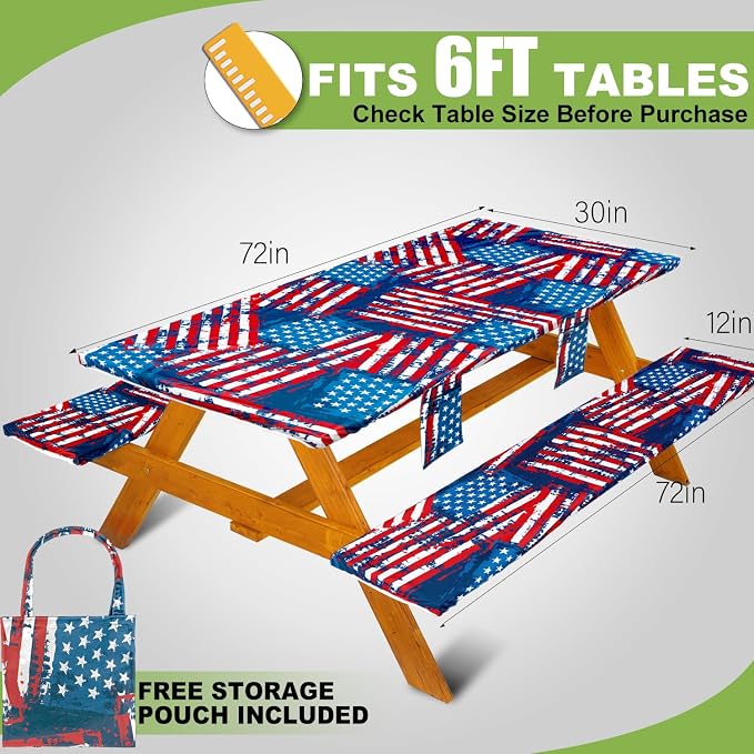 Picnic Table Cover with Bench Covers Table Cloth Tablecloth Summer Outdoor Rv Patio Tent Camping Glamping Campsite Camper Essentials Accessories Items Gear Gadgets Stuff Necessities Supplies Must Have