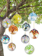 Dale Tiffany Hand Blown Glass, 4" Diameter Aqua, Tree of Life Collection, Witch Globe Hanging Garden Indoor/Outdoor Decorative Ornament Gazing Ball