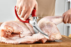 Heavy Duty Poultry Shears - Kitchen Scissors for Cutting Chicken, Poultry, Game, Meat - Chopping Vegetable - Spring Loaded - Red