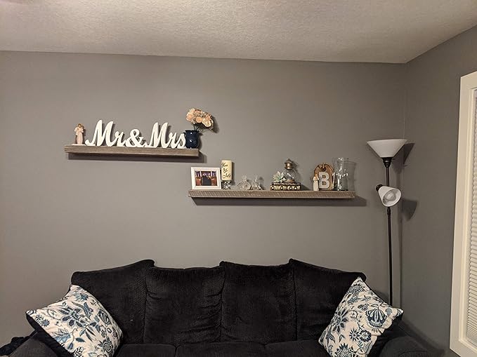 joelsantiques 36 Inch Wooden Floating Shelves for Wall - 36x6x2 in - Made of Natural Wood - Long Heavy Duty Rustic Wall Shelves for Bedroom - Perfect for Living Room, Kitchen - Grey - Gray
