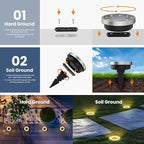 SOLPEX 10 Pack Solar Ground Lights Outdoor Waterproof, Solar Powered Pathway Lights, Landscape Lighting for Garden Walkway Driveway Backyard Decor (Warm White)